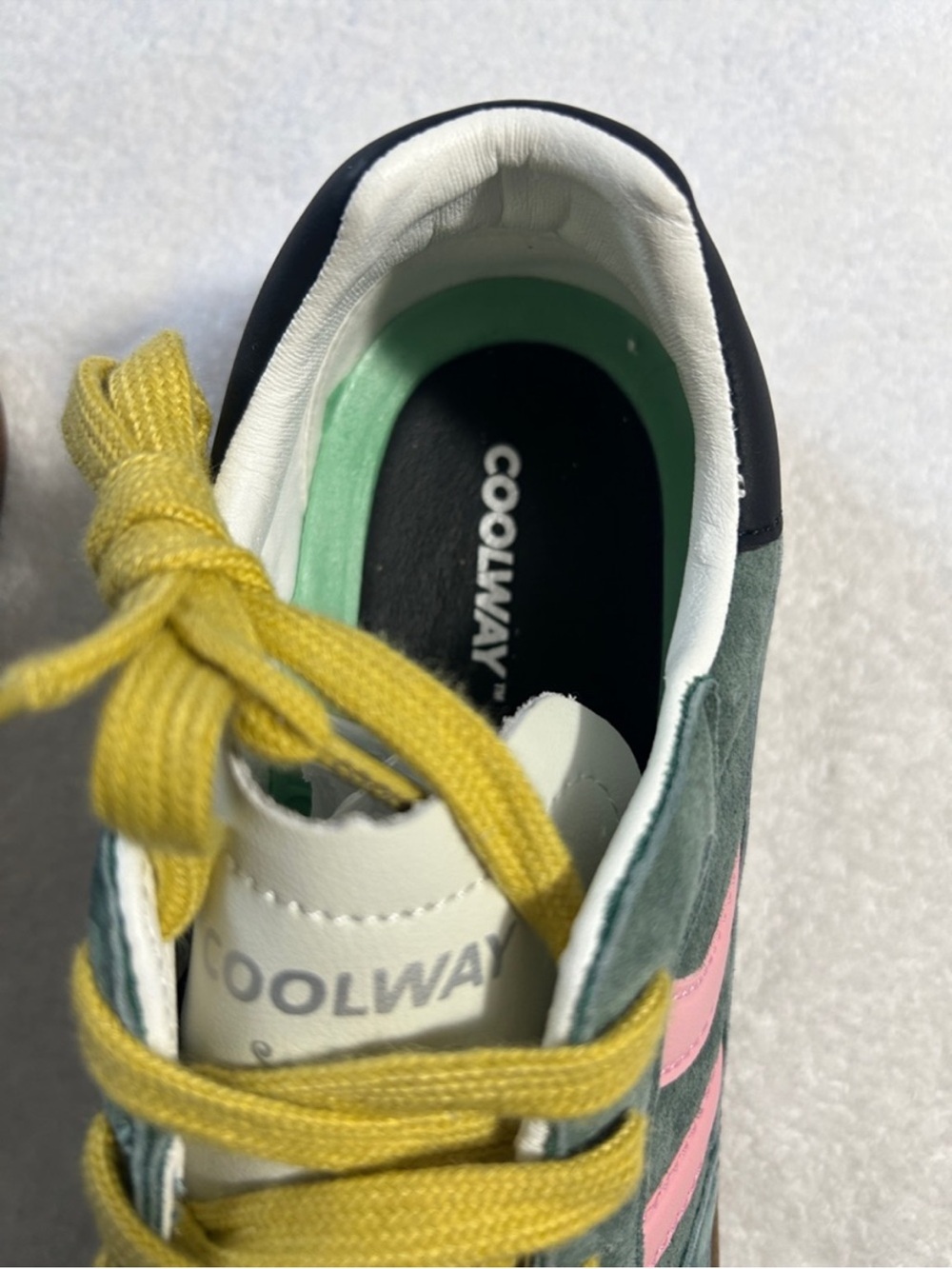 Coolway 7 Sneakers Goal in Green Forest Suede Free People black yellow no box - Picture 9 of 14